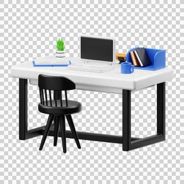 3D Rendering of a Comfortable Modern Minimalist Work Desk Stock Illustration