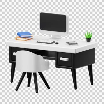 3D Rendering of a Comfortable Modern Minimalist Work Desk Stock Illustration