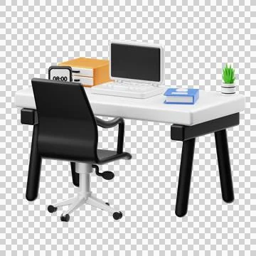 3D Rendering of a Comfortable Modern Minimalist enjoy Desk Stock Illustration