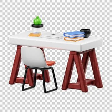 3D Rendering of a Comfortable Modern Minimalist Clean Desk Stock Illustration