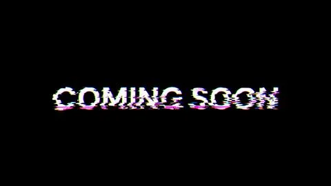 3D rendering coming soon text with screen effects of technological glitches Stock Photos