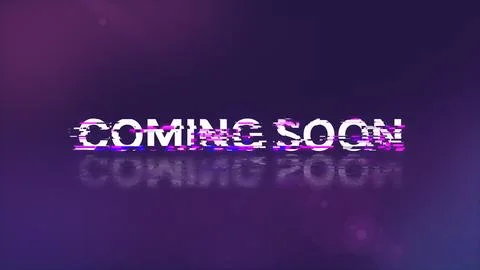 3D rendering coming soon text with screen effects of technological glitches Stock Photos