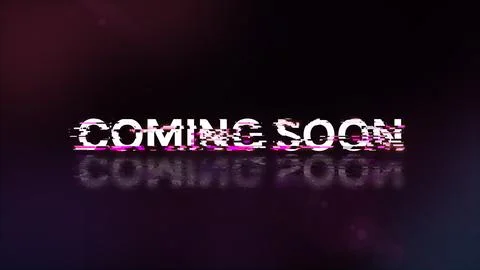 3D rendering coming soon text with screen effects of technological glitches Stock Photos
