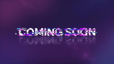 3D rendering coming soon text with screen effects of technological glitches Stock Photos