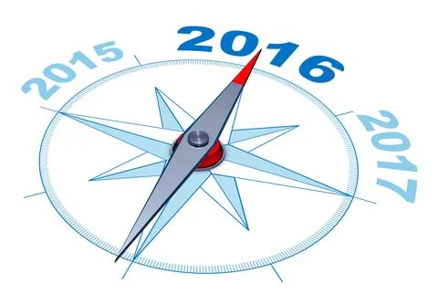 3d rendering of a compass with a 2016 icon Stock Illustration