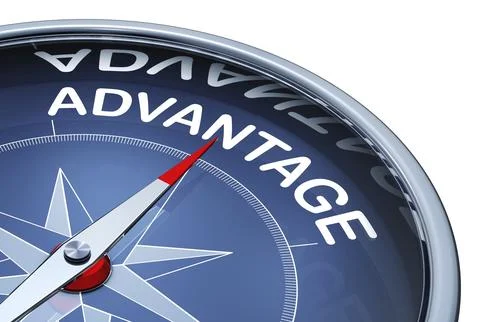 3D rendering of a compass with a advantage icon 스톡 일러스트