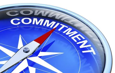 3D rendering of a compass with a commitment icon Stock Illustration