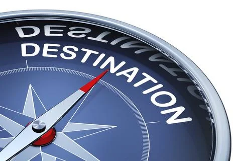 3D rendering of a compass with a destination icon Illustrazione stock