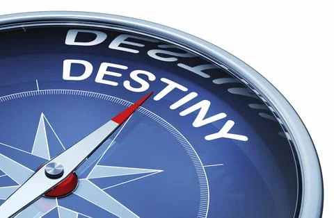3D rendering of a compass with a destiny icon Stock Illustration