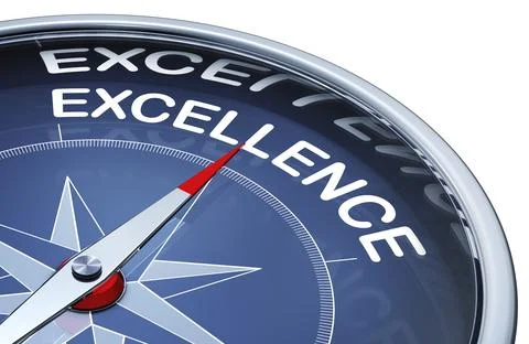 3d rendering of a compass with a excellence icon 스톡 일러스트