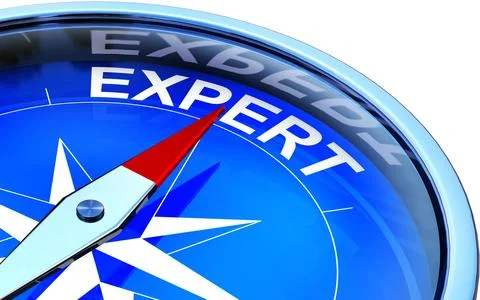 3D rendering of a compass with a expert icon Stock Illustration
