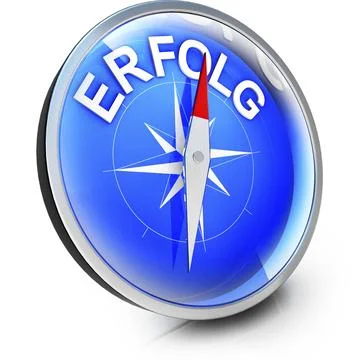3D rendering of a compass with a german success icon 스톡 일러스트