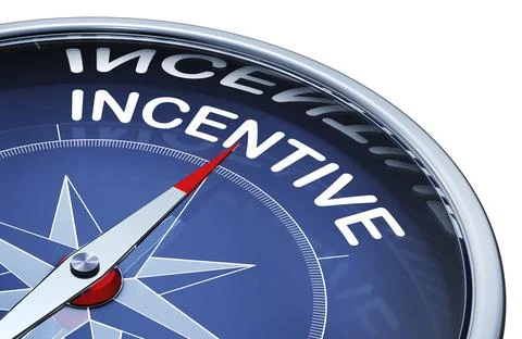 3D rendering of a compass with a incentive icon Illustrazione stock