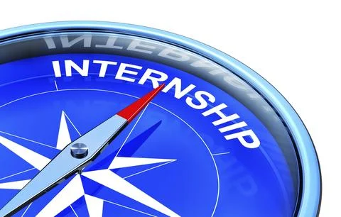 3D rendering of a compass with a internship icon Stock Illustration