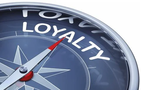3D rendering of a compass with a loyalty icon Illustrazione stock