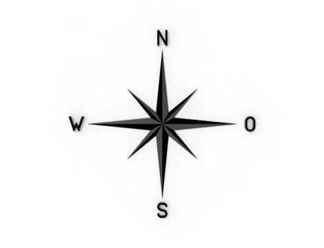 3d rendering of a compass north west south east isolated in white background Ilustração Stock