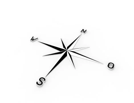 3d rendering of a compass north west south east isolated in white background Ilustração Stock