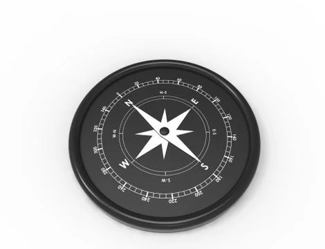 3d rendering of a compass north west south east isolated in white background Ilustração Stock