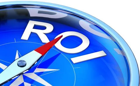 3D rendering of a compass with a ROI icon Stock Illustration