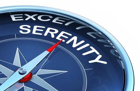 3d rendering of a compass with a serenity icon Stock Illustration