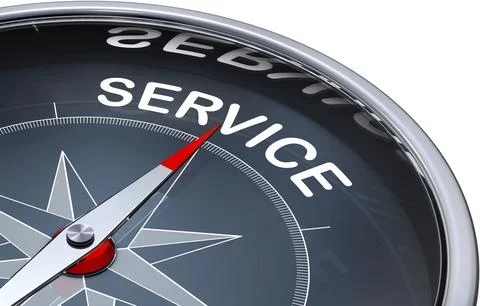 3D rendering of a compass with a service icon 스톡 일러스트