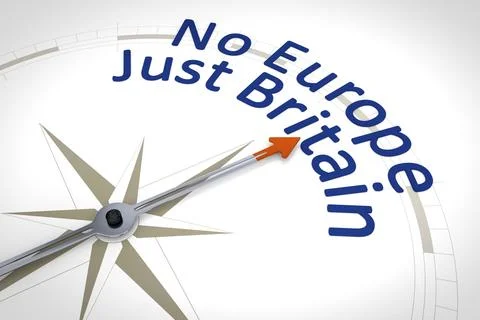 3d rendering of a compass with the text no Europe just Britain Stock Illustration
