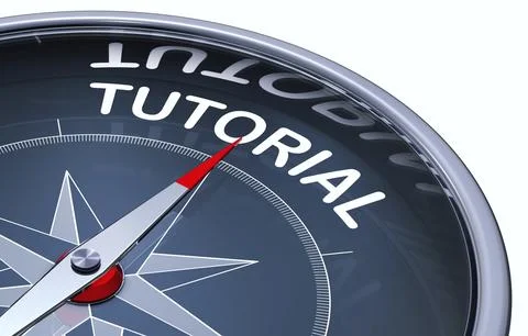 3D rendering of a compass with a tutorial icon Stock Illustration