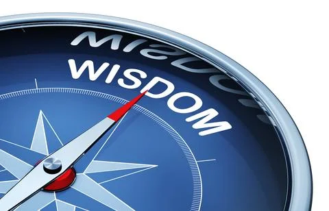 3D rendering of a compass with a wisdom icon Stock Illustration