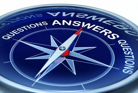3D rendering of a compass with the word answers Stock Illustration