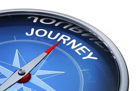 3D rendering of an compass with the word journey Stock Illustration
