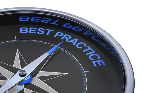 3D rendering of an compass with the words best practice Illustrazione stock
