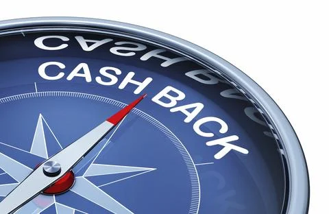 3D rendering of an compass with the words cash back 스톡 일러스트