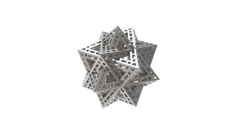 3D rendering of a complex shape triangle escher like model isolated Stock Illustration