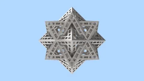 3D rendering of a complex shape triangle escher like model isolated 스톡 일러스트