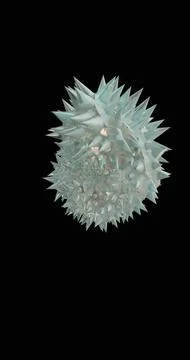 3D rendering of a complex, spiked virus particle structure in translucent b.. Stock Photos