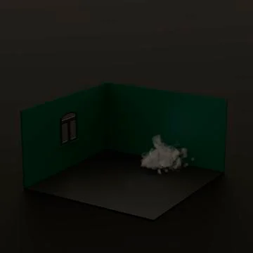 3d rendering composition with house and white cloud. イラスト素材