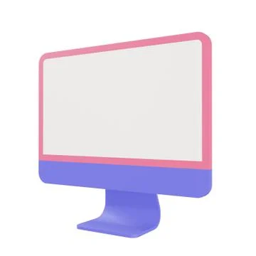3d rendering of computer, 3d icons, pastel minimal cartoon style  isolated Stock Illustration