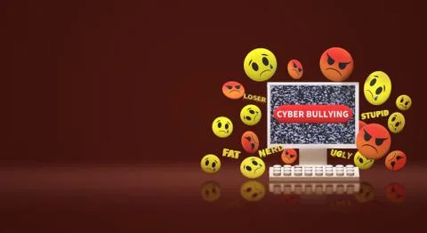 The 3d rendering  computer and emotion  for  cyber bullying content.. 写真素材