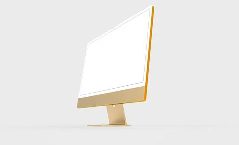 A 3D rendering of a computer with a blank screen with copy space on a white b イラスト素材