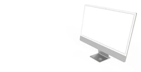 A 3D rendering of a computer with copyspace on white screen isolated on a whi Illustrazione stock