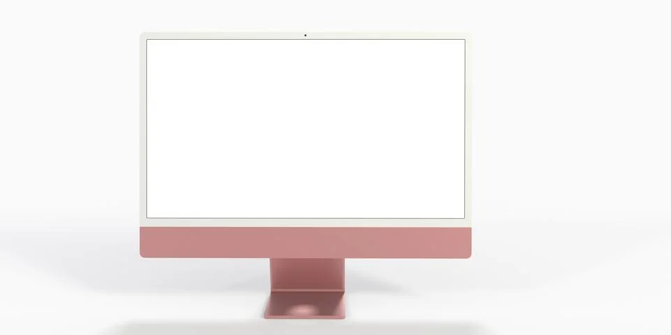 3D rendering of a computer display with blank white screen Stock Illustration