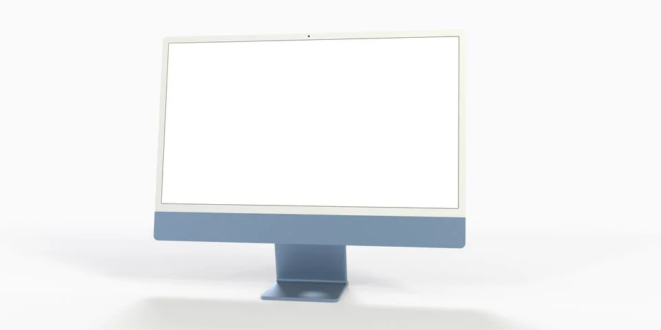 3D rendering of a computer display with blank white screen Stock Illustration