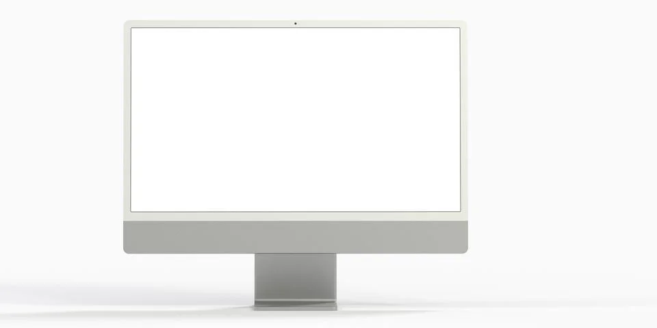 3D rendering of a computer display with blank white screen Stock Illustration