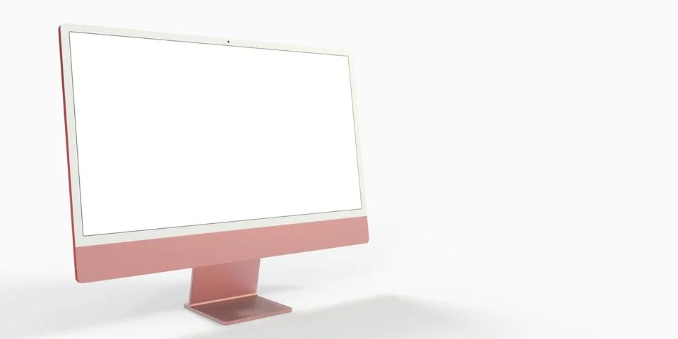 3D rendering of a computer display with blank white screen Stock Illustration