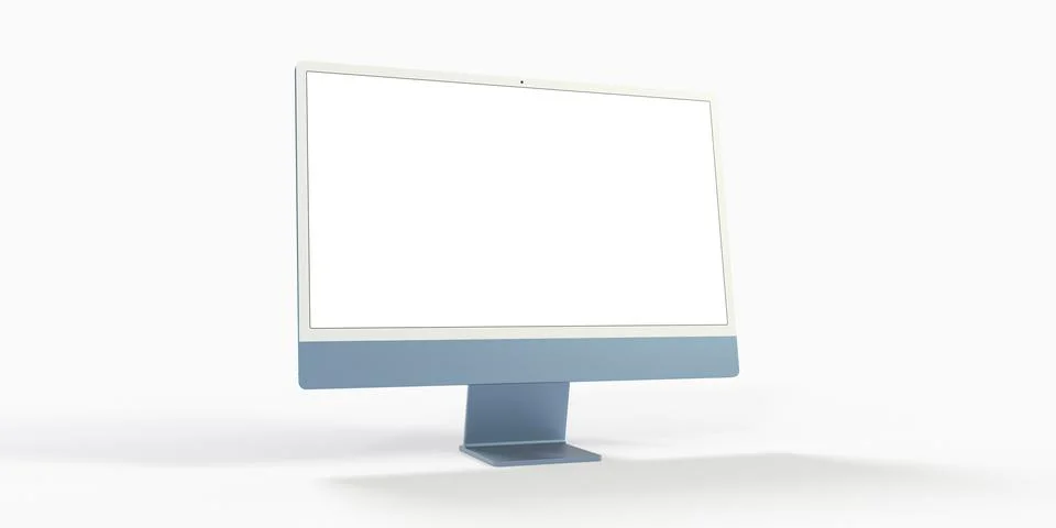 3D rendering of a computer display with blank white screen Stock-Illustration