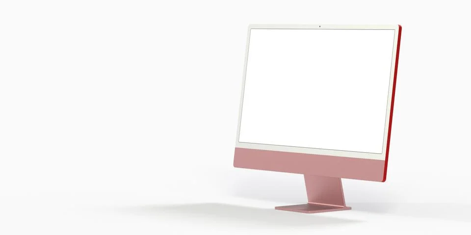 3D rendering of a computer display with blank white screen Stock Illustration