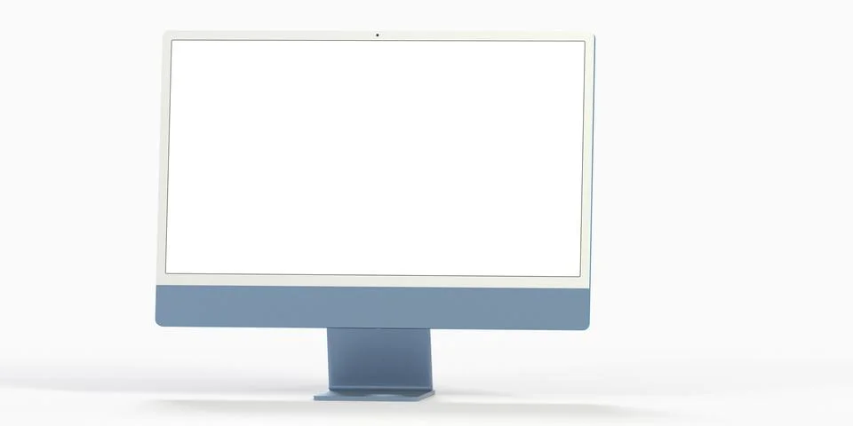3D rendering of a computer display with blank white screen Stock Illustration