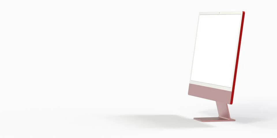 3D rendering of a computer display with blank white screen Stock Illustration