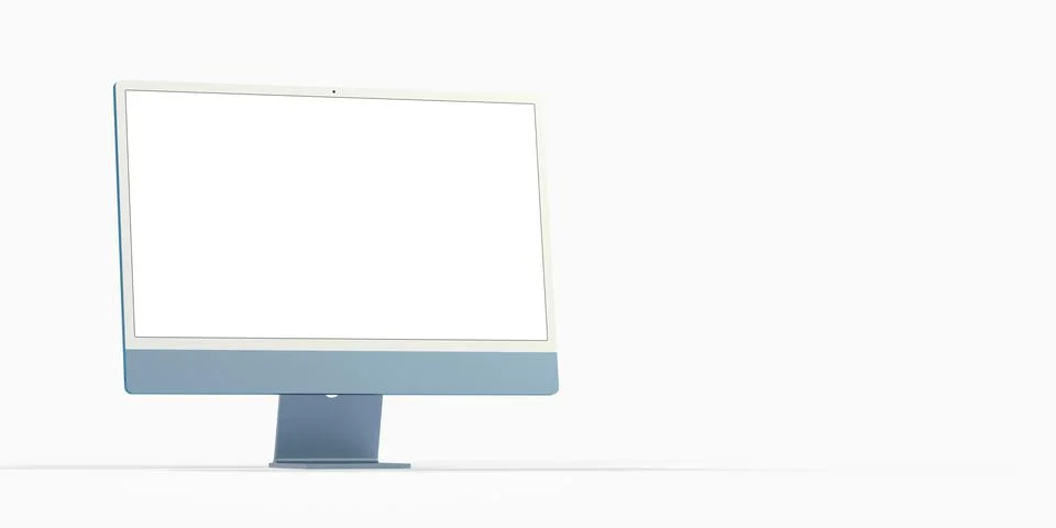 3D rendering of a computer display with blank white screen Stock Illustration