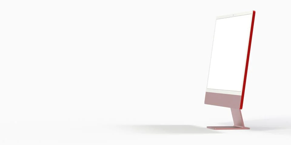 3D rendering of a computer display with blank white screen Stock Illustration